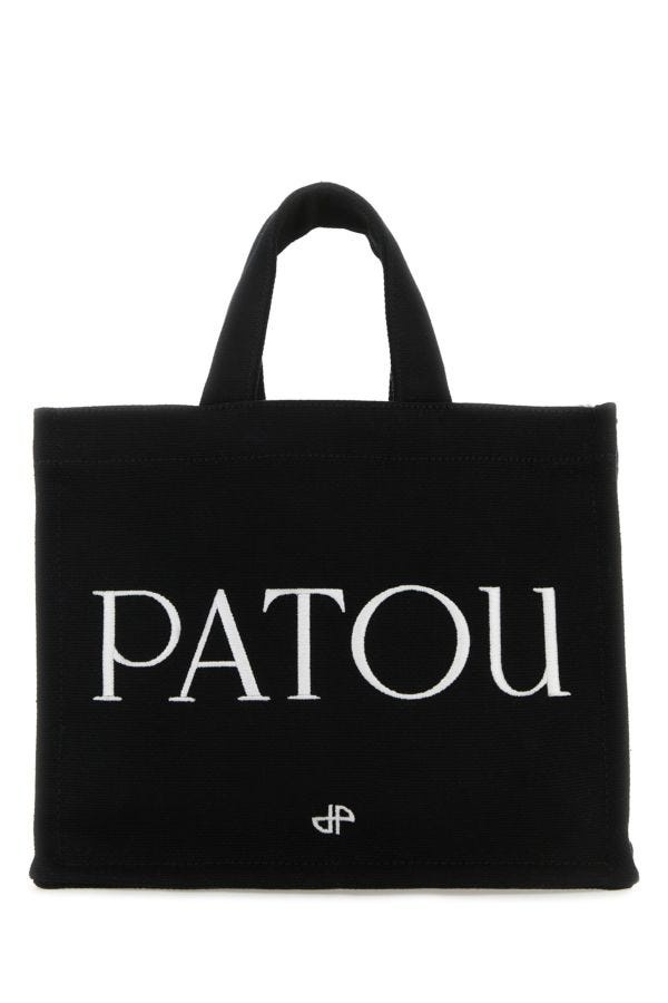 トートバッグ PATOU Black canvas small Tote Patou shopping bag PATOU Black canvas small Tote Patou shopping bag