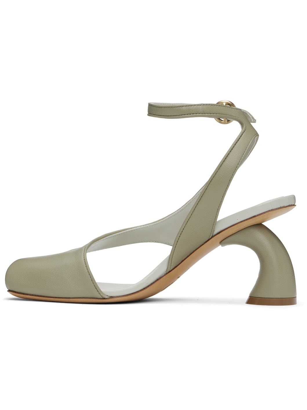 Green Asymmetrical Heeled Sandals - 3