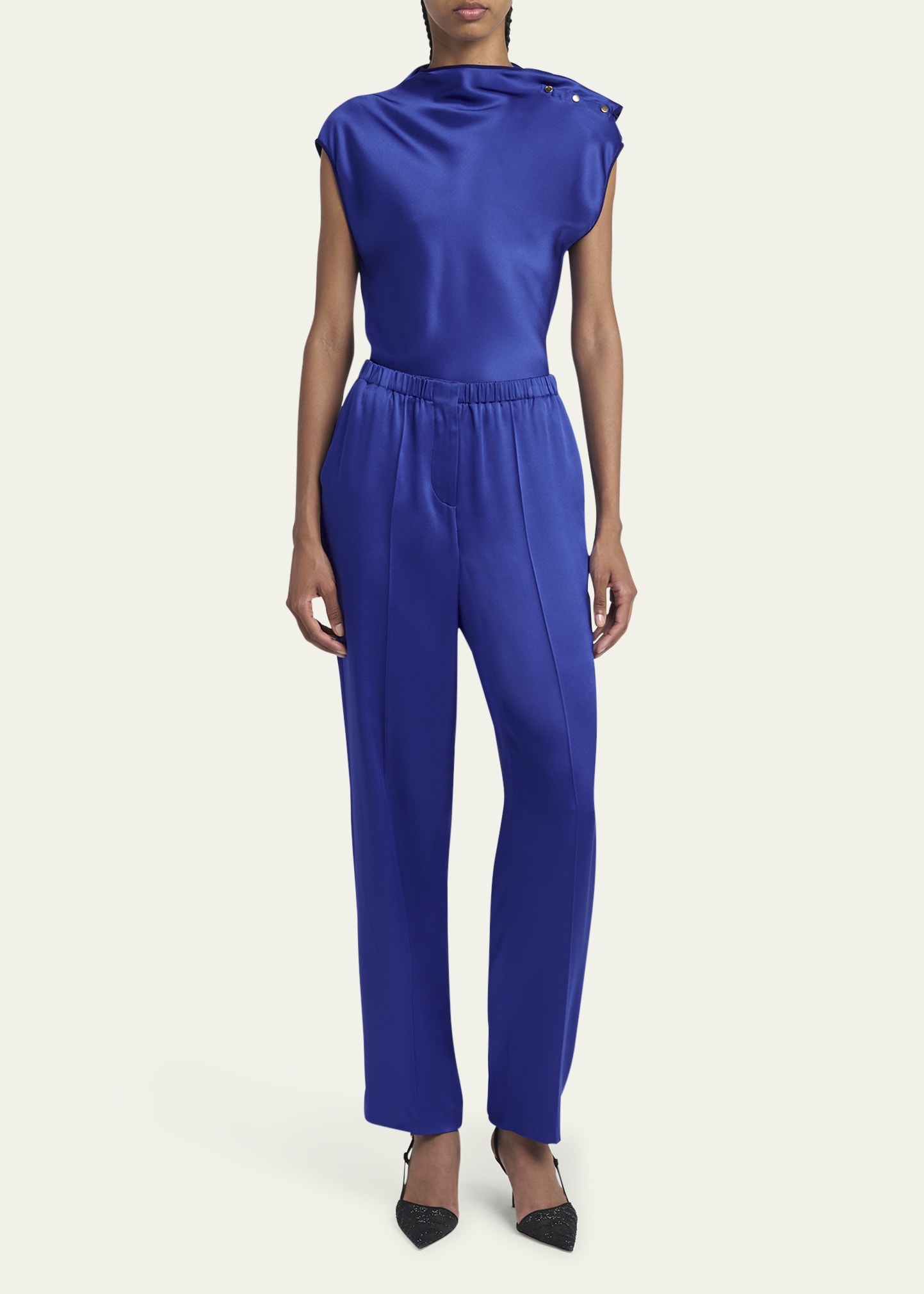 Tapered Double Satin Pants - 2