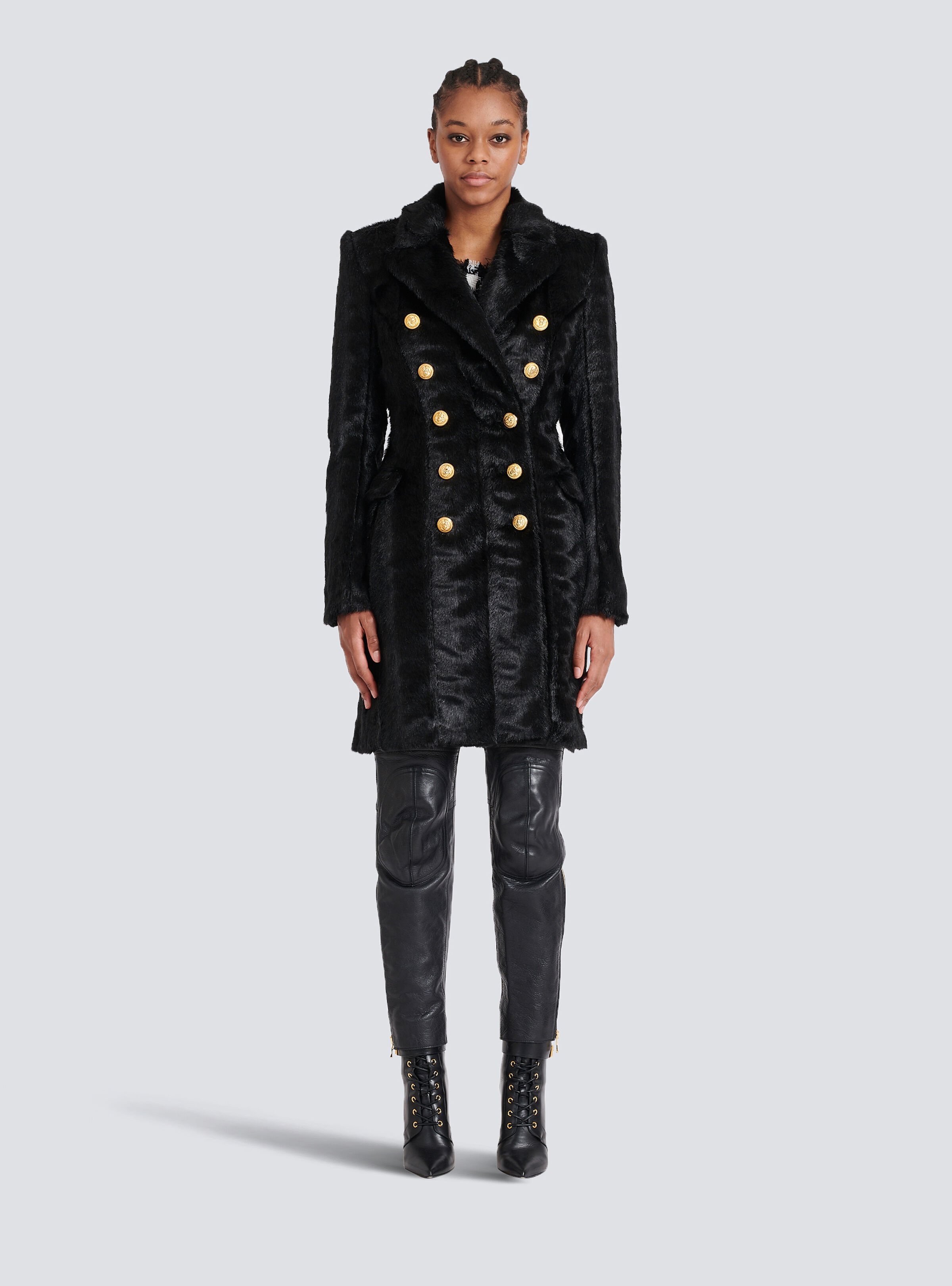 Long faux fur coat with double-buttoned fastening - 3