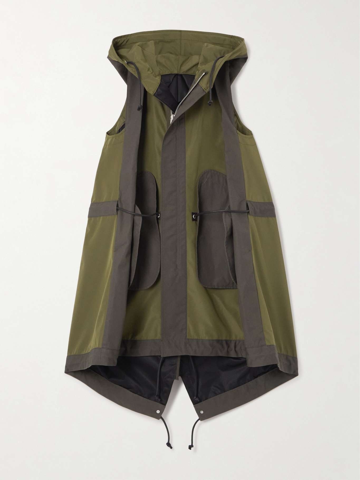 【送料&関税込】Sacai Drawstring Hem Hooded Vest Sacai】Nylon Twill Hoodie Vest フーディー ベスト