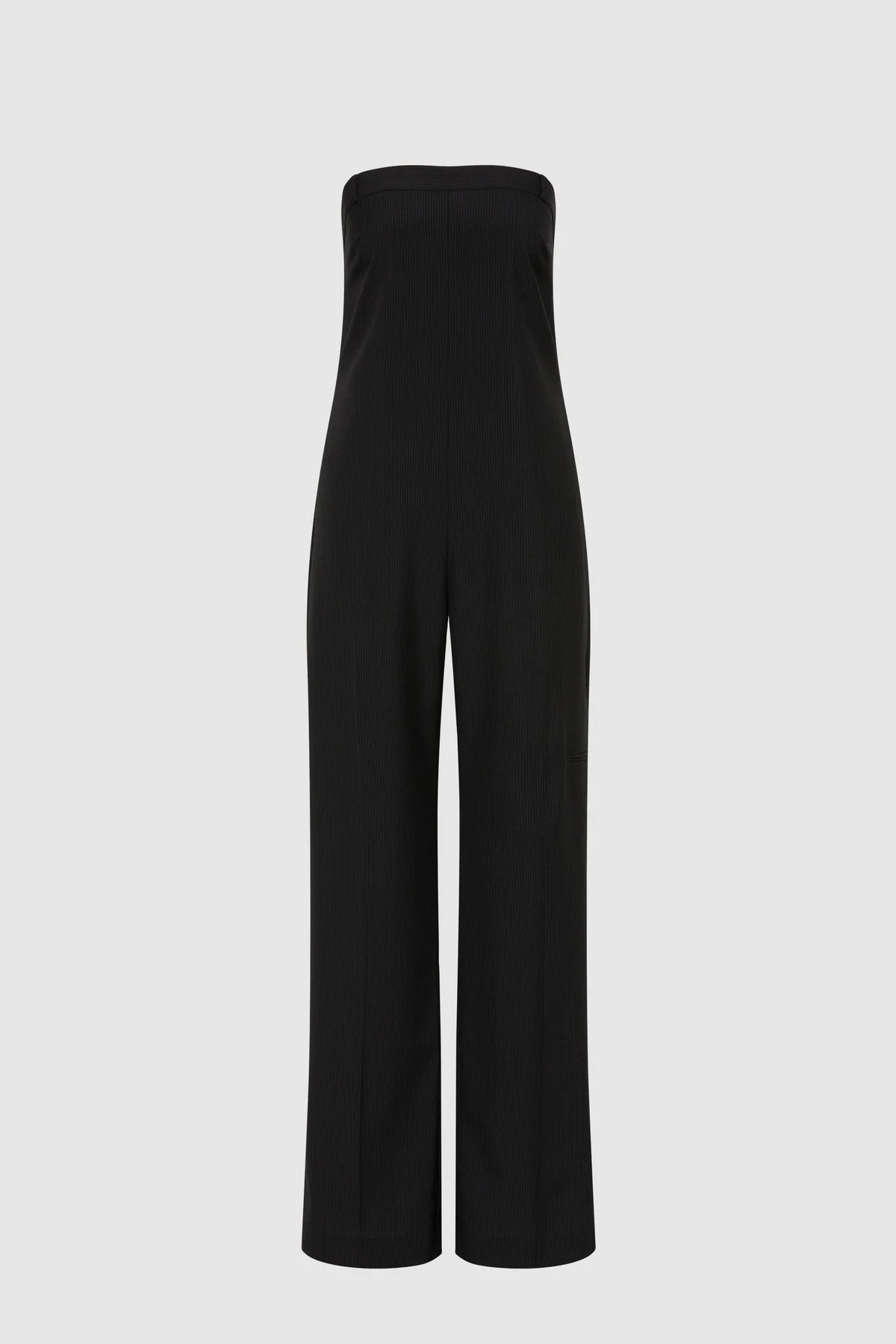 Wool Pinstripe Deconstructed Jumpsuit - Fine Pinstripe - 1
