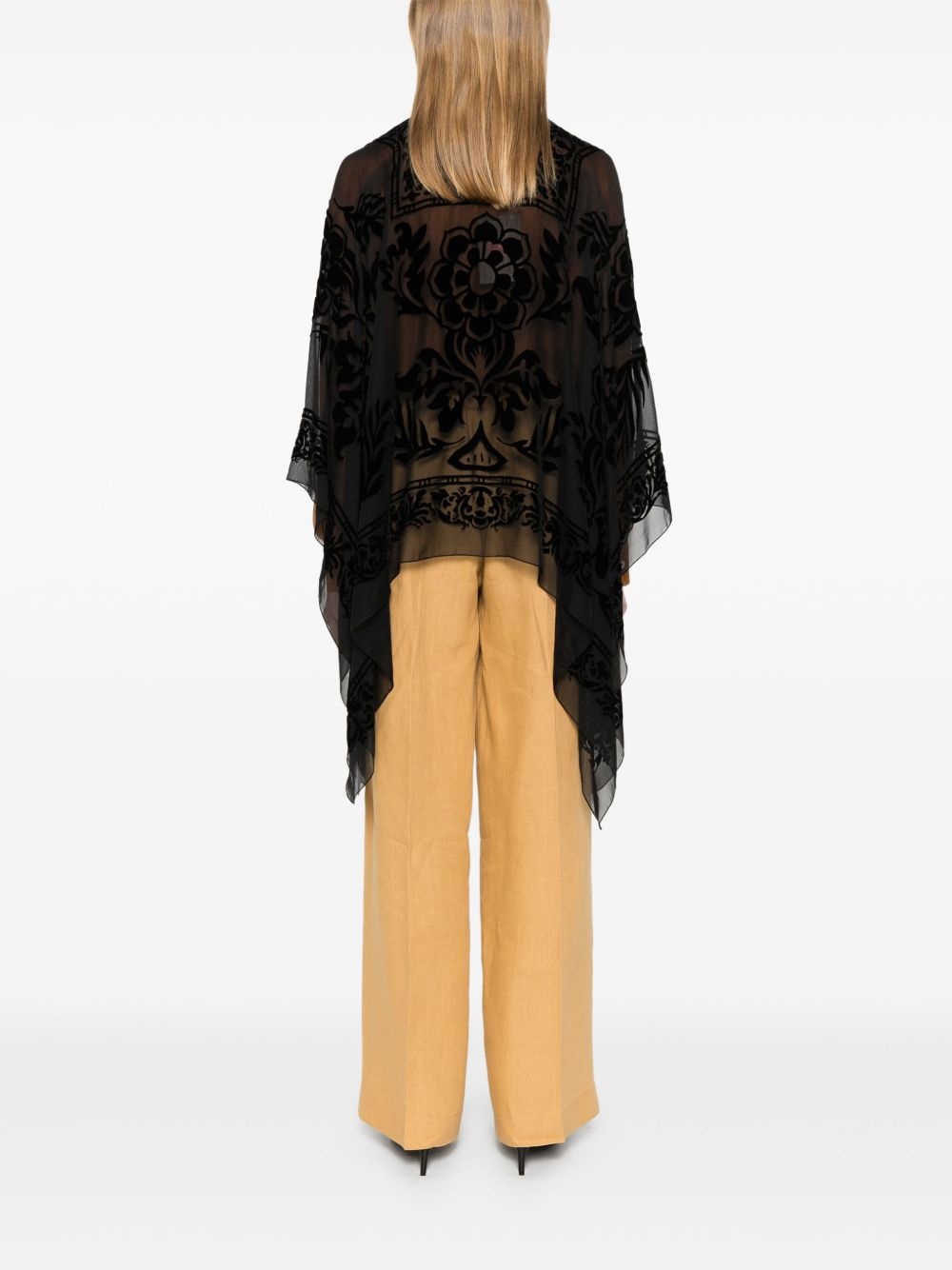 flocked-print cape - 4
