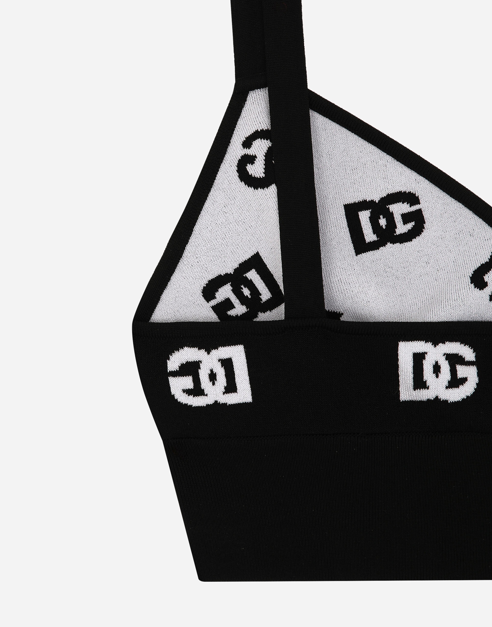 Viscose bralette top with jacquard DG logo - 4