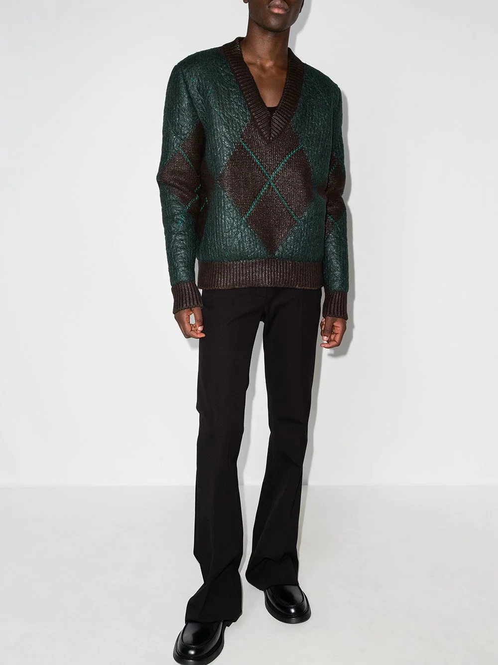 coated argyle-knit jumper - 5