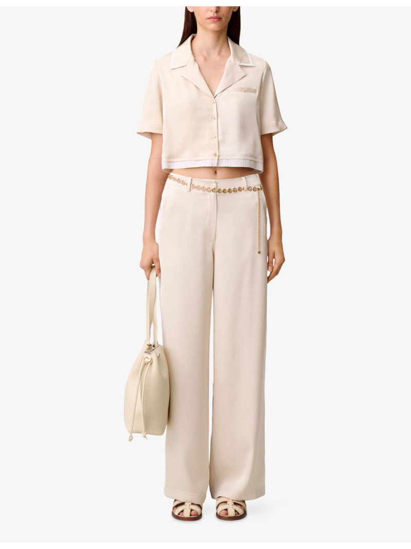 Claudie Pierlot Boxy Short-Sleeve Satin Shirt outlook