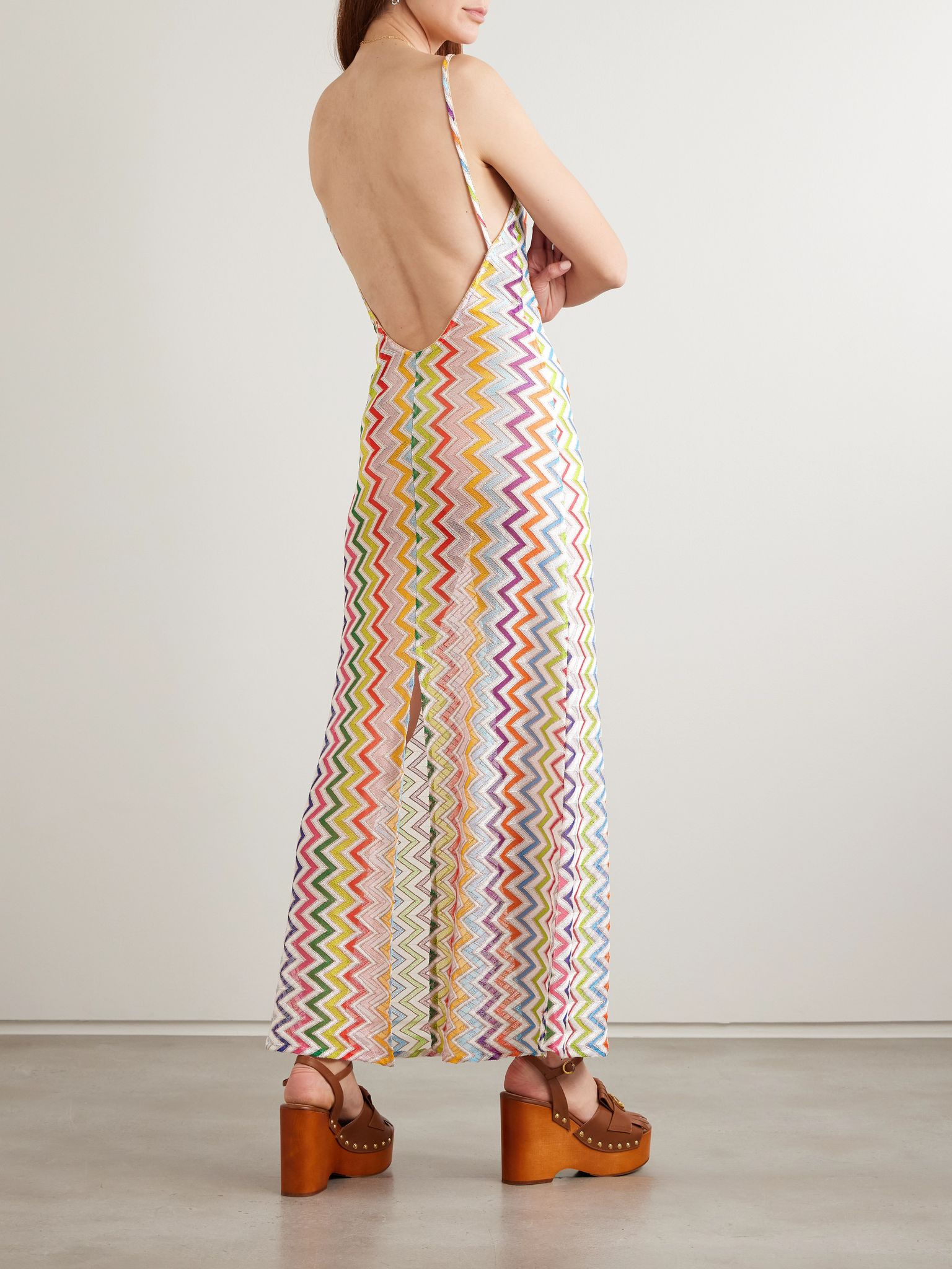 Striped metallic crochet-knit maxi dress Multi - 3