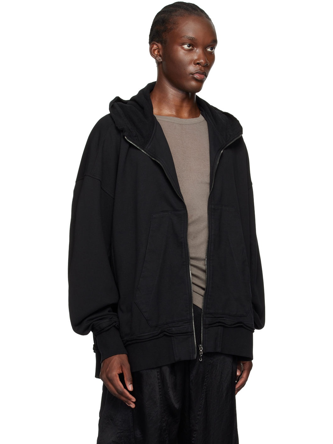 Black Garment-Washed Hoodie - 2