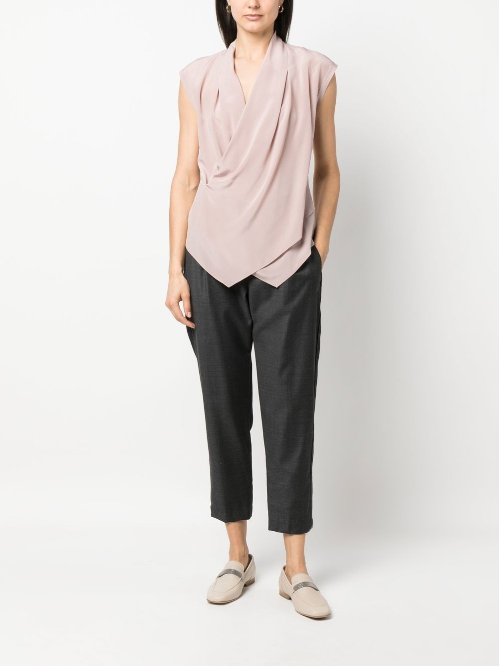 wrap-front silk blouse - 2