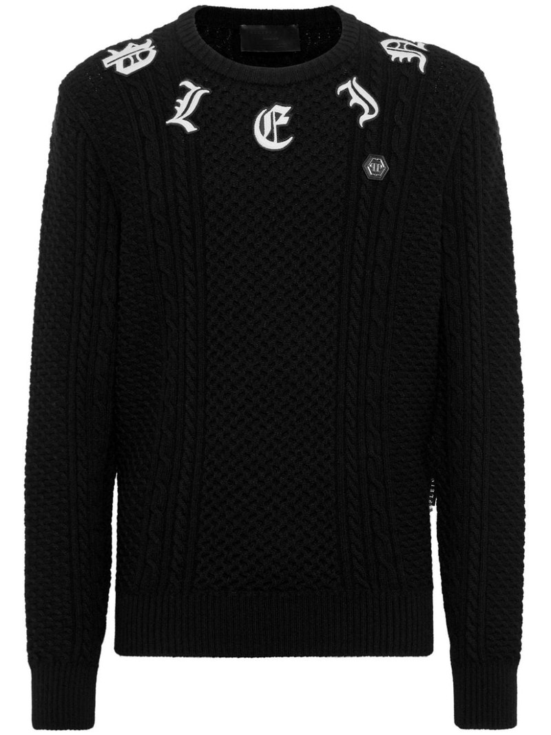 logo-embroidered cashmere jumper 1