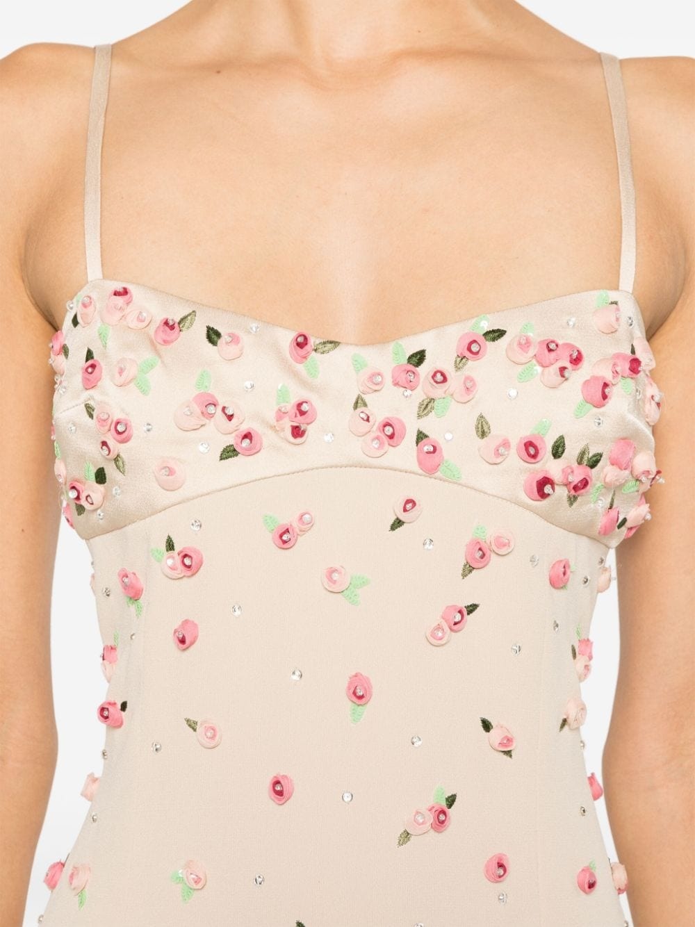 floral-appliqué mini dress - 5