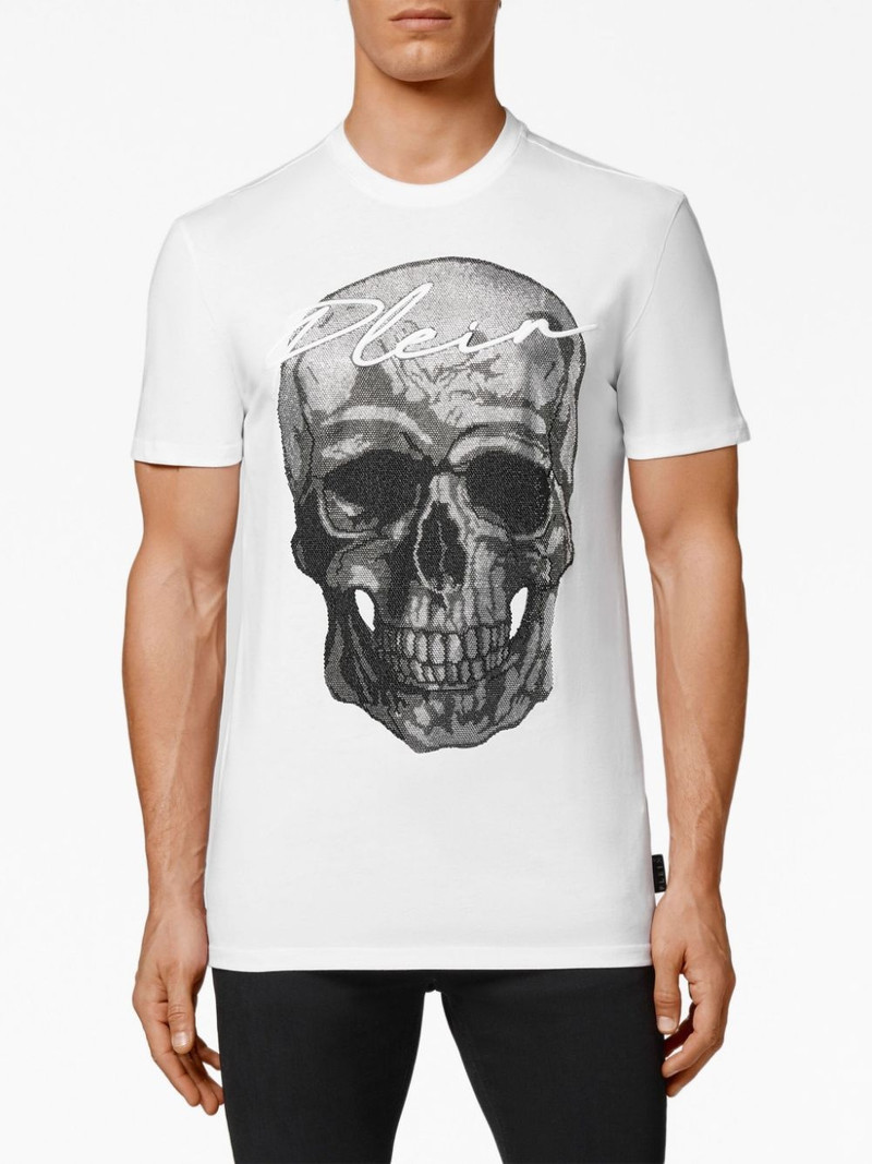 crystal-embellished skull cotton T-shirt 3
