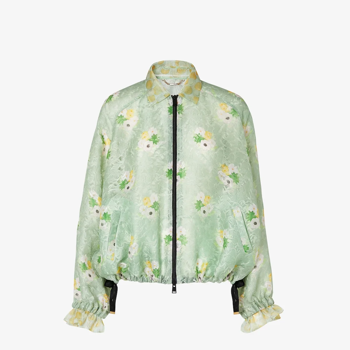 Blouson Light green organza lace bomber jacket - 1