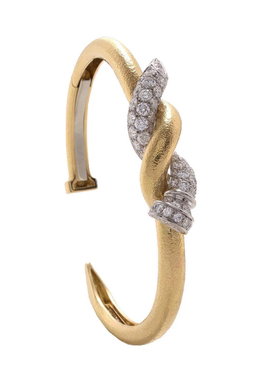 Diamond Two Tone Hammered Nail Cuff Bracelet - 1