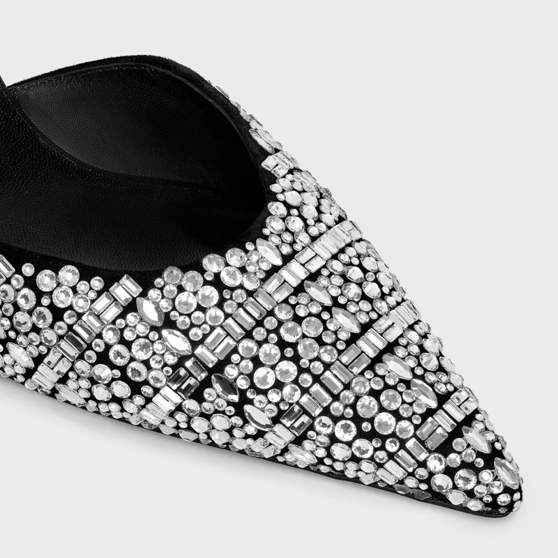 CELINE KITTEN STRAP PUMP in SUEDE GOATSKIN WITH STRASS AND CALFSKIN 4