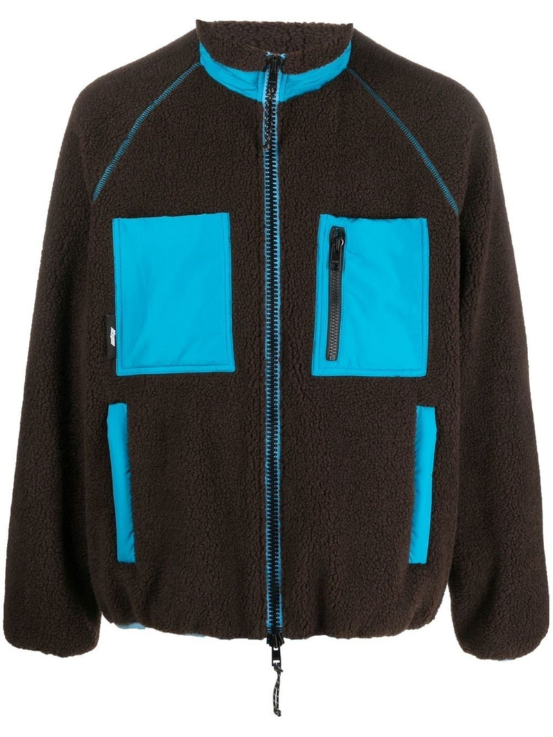 logo-patch fleece jacket - 1