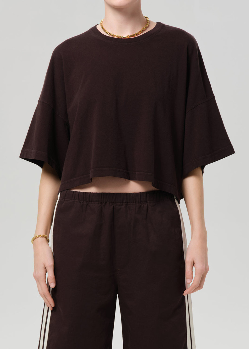 Citizens of Humanity Crop Cape Tee In Chocolate outlook