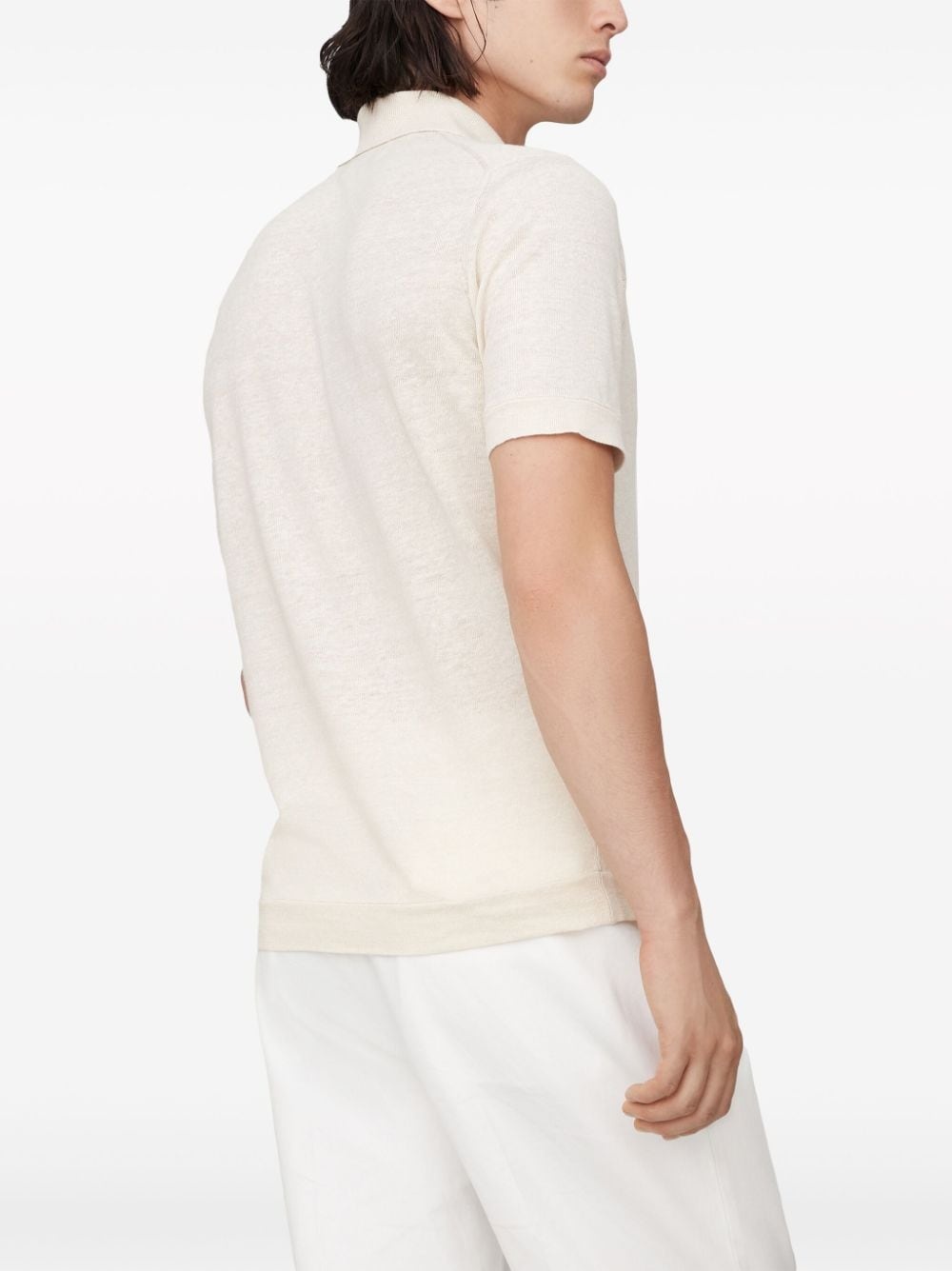 ribbed-collar slub-texture polo shirt - 4