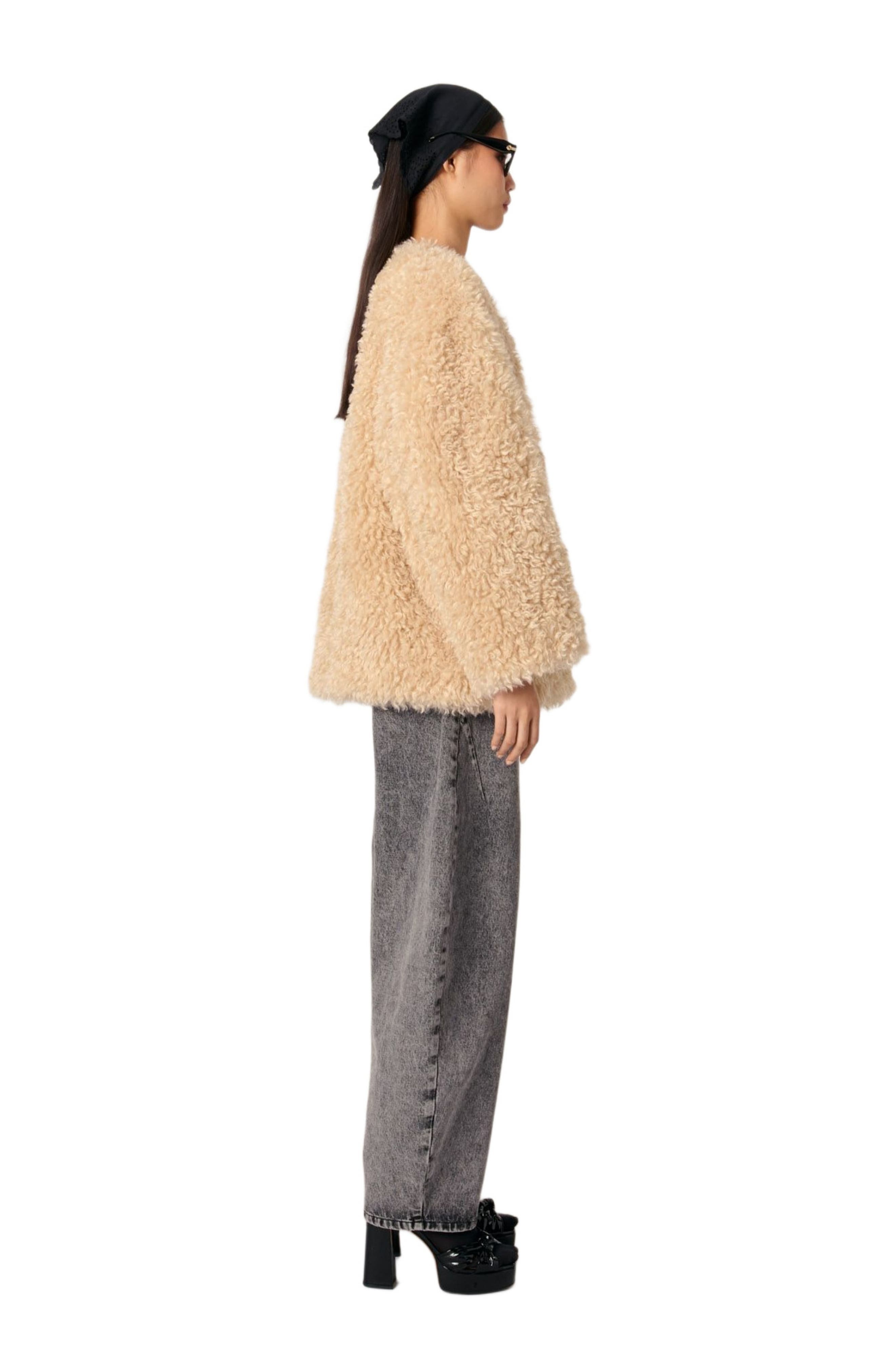 maje Short faux fur coat in Beige at Nordstrom - 3
