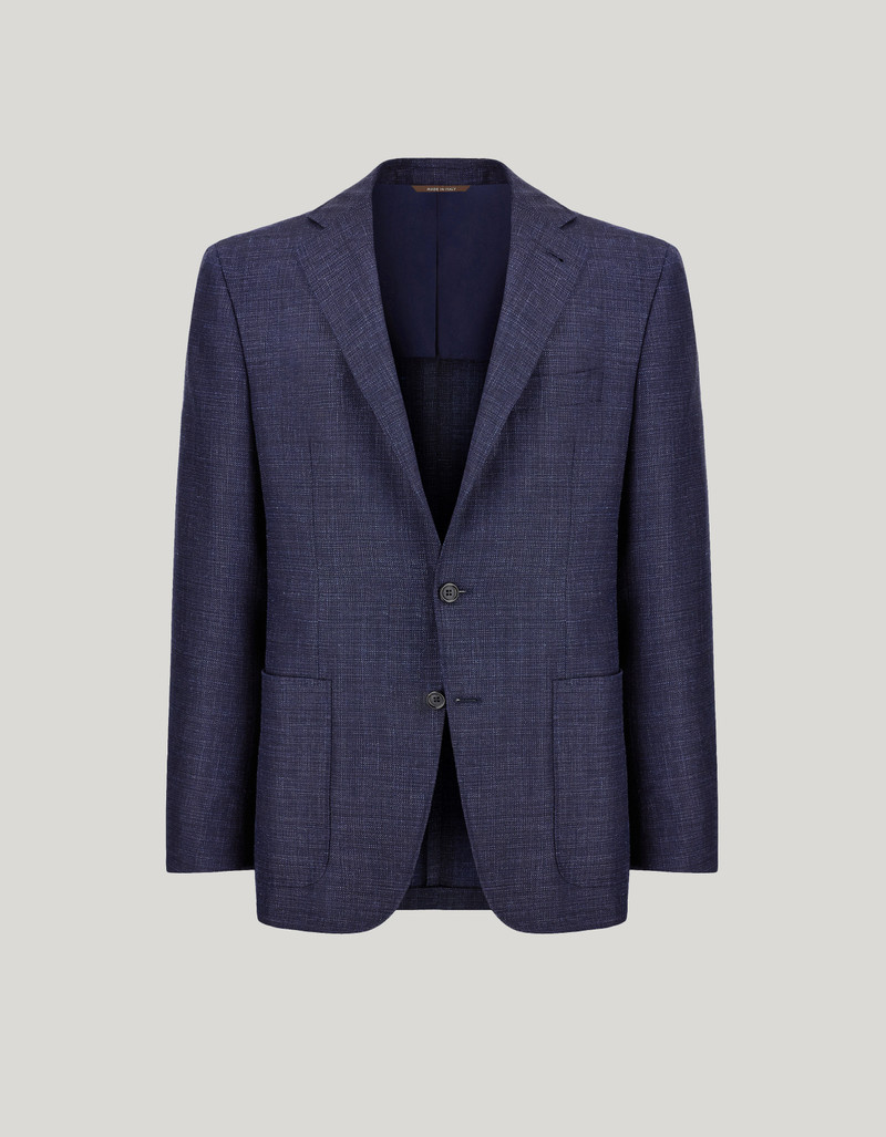 NAVY BLUE TRICOT-EFFECT COTTON JERSEY JACKET 75