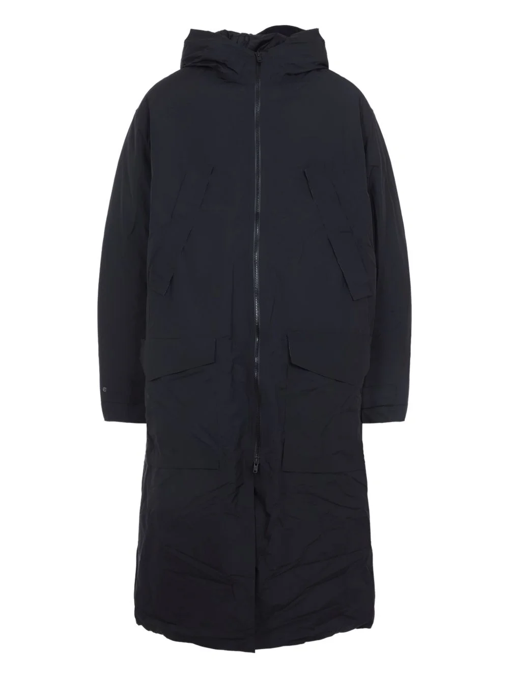 hooded flap-pocket coat - 1