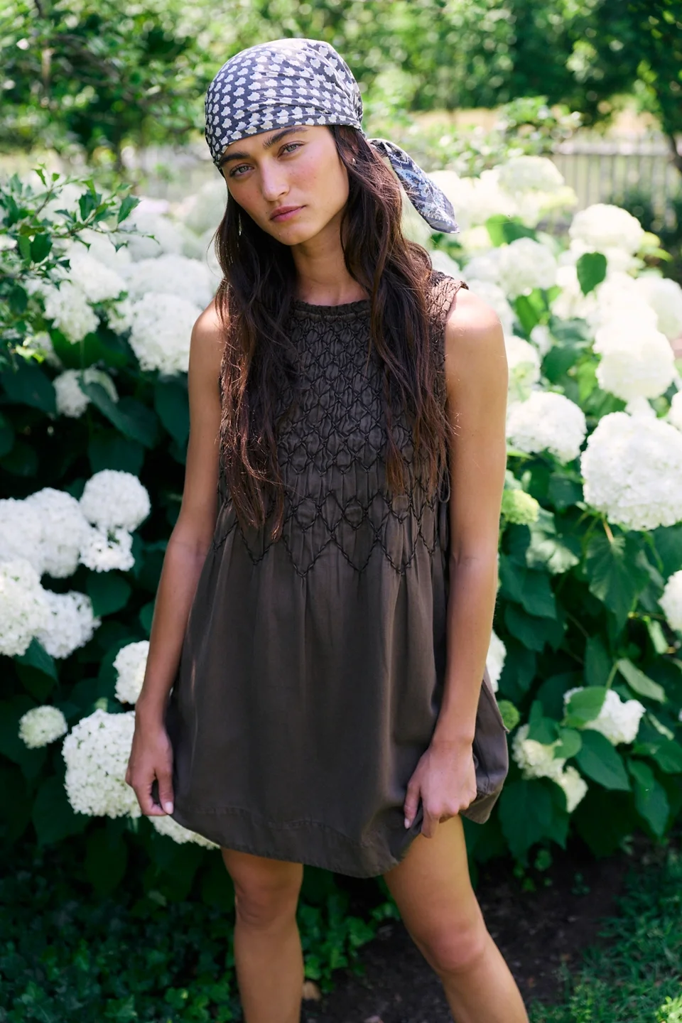 Maisie Smocked Denim Mini Dress - 1
