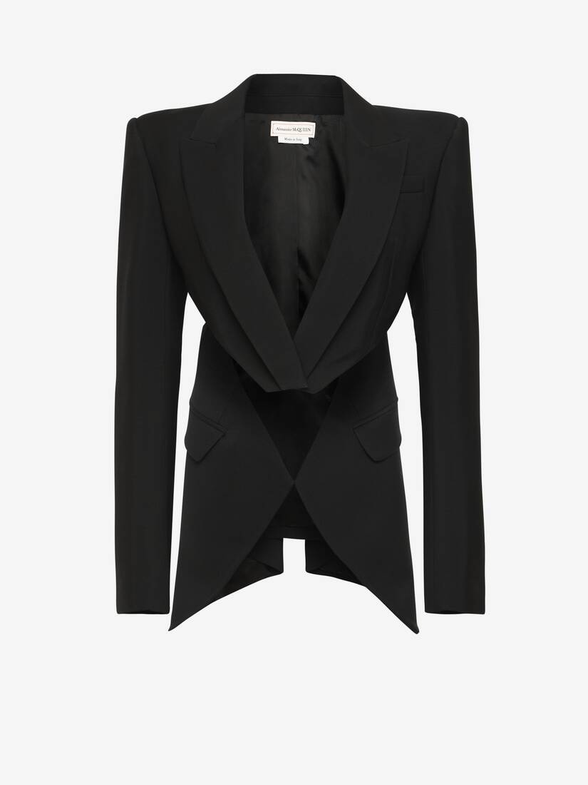 Women's Cropped Slashed Jacket in Black - 1