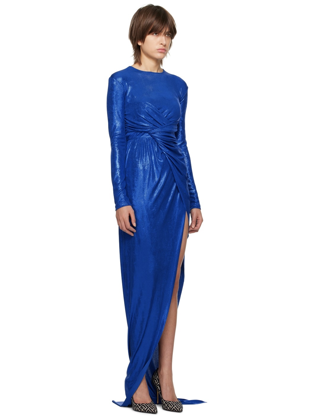Blue Draped Maxi Dress - 2
