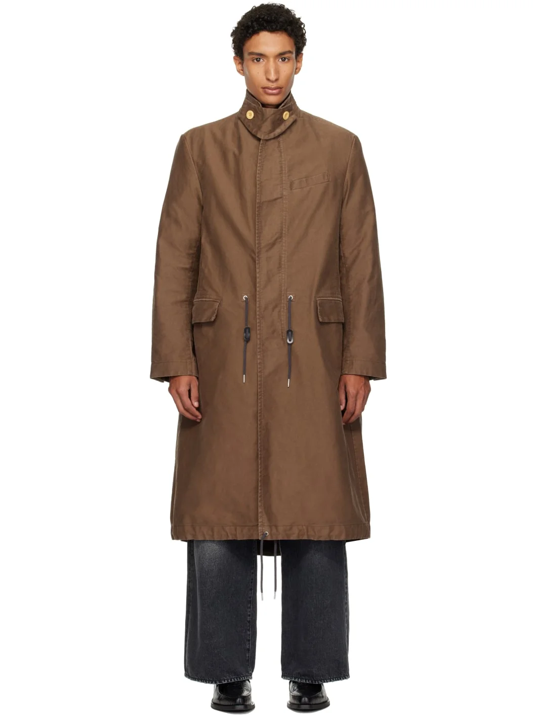 Brown Sueded Cotton Coat - 1
