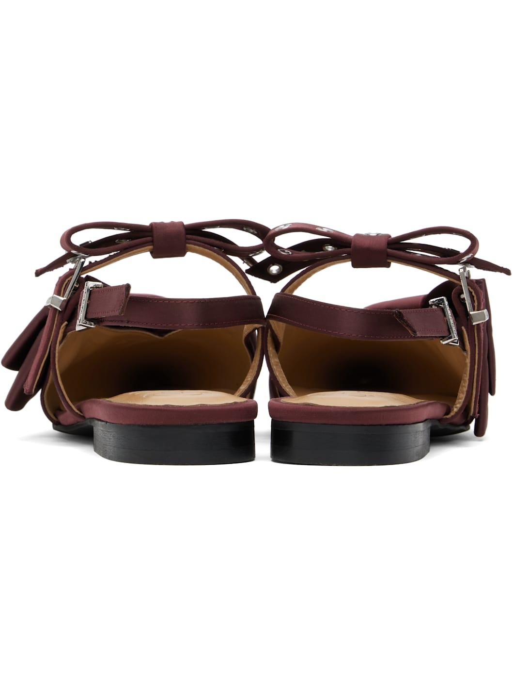 Burgundy Big Bow Slingback Flats - 2