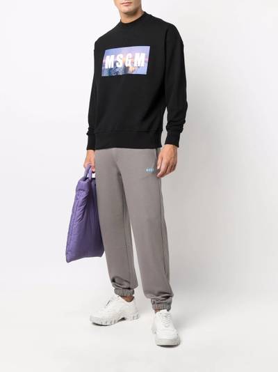 MSGM logo-print crew neck sweatshirt outlook