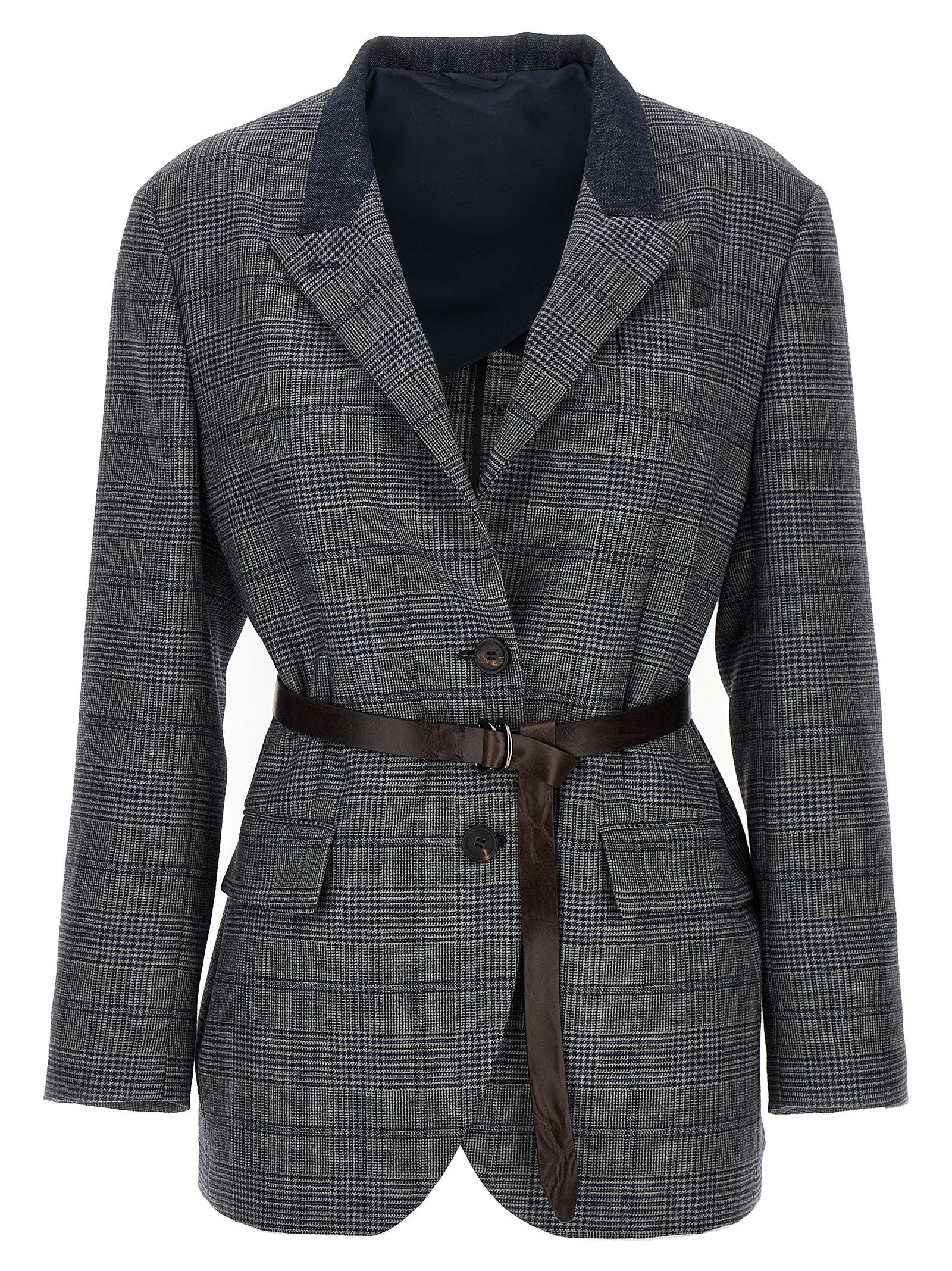 Monile Houndstooth Blazer Blazer And Suits Gray - 2
