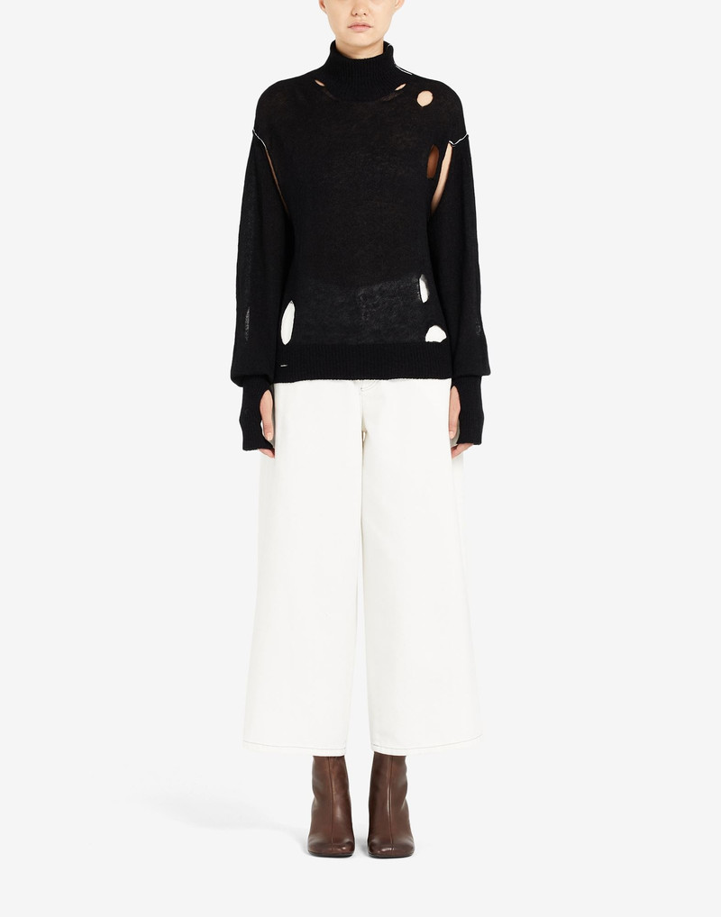 MM6 MAISON MARGIELA Distressed knit high-neck sweater outlook
