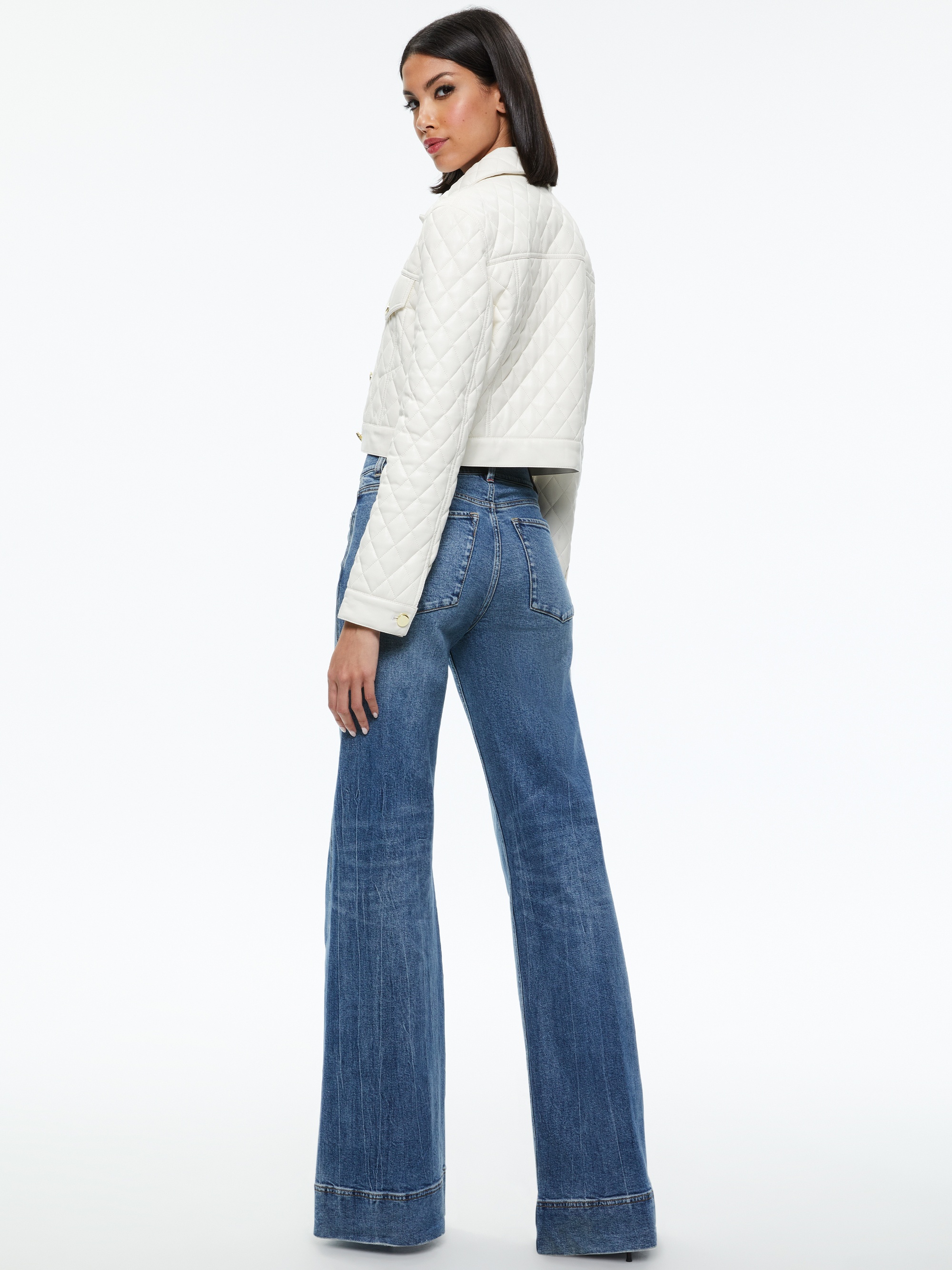 CHLOE QUILTED VEGAN LEATHER CROPPED JACKET - 3