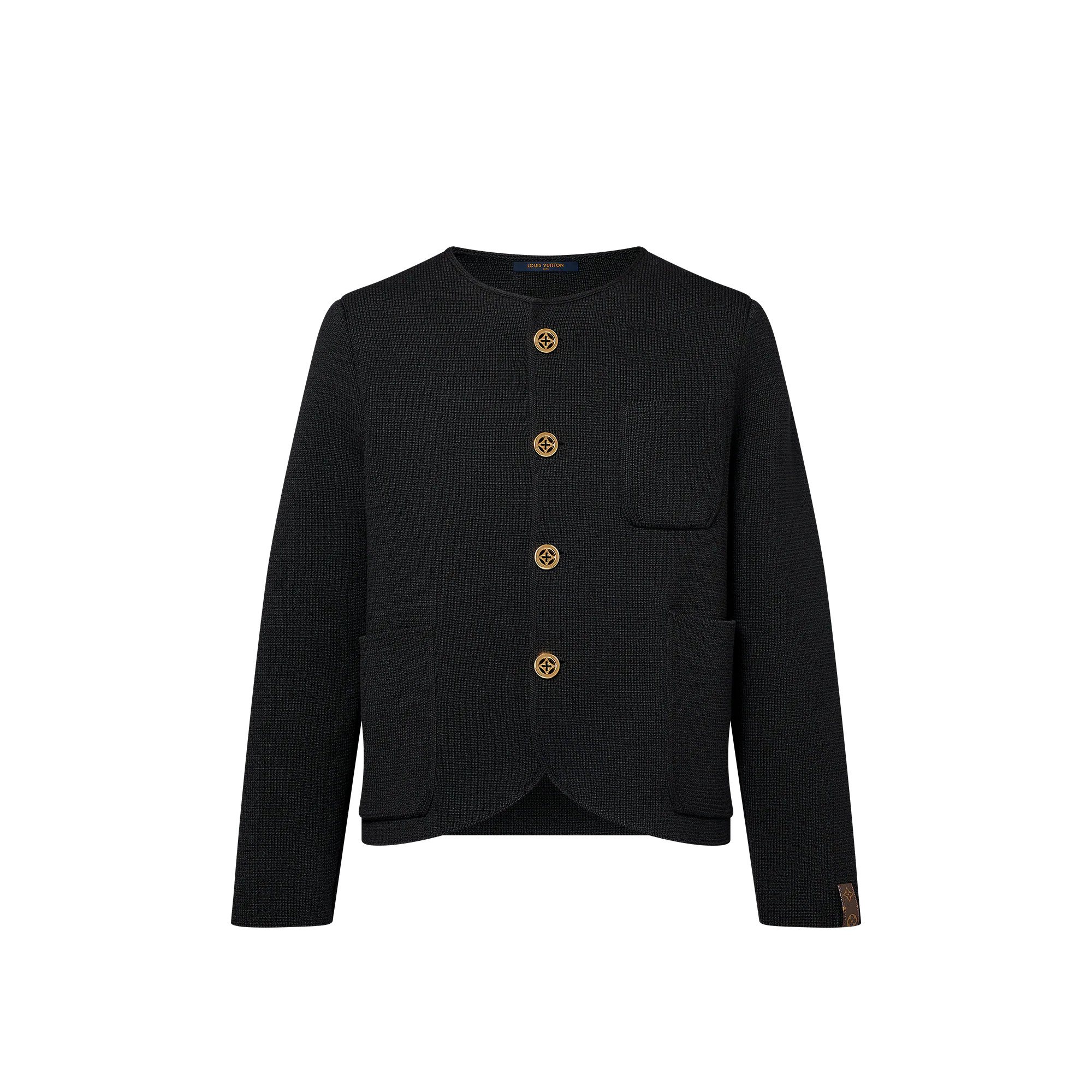 Collarless Knit Jacket - 1