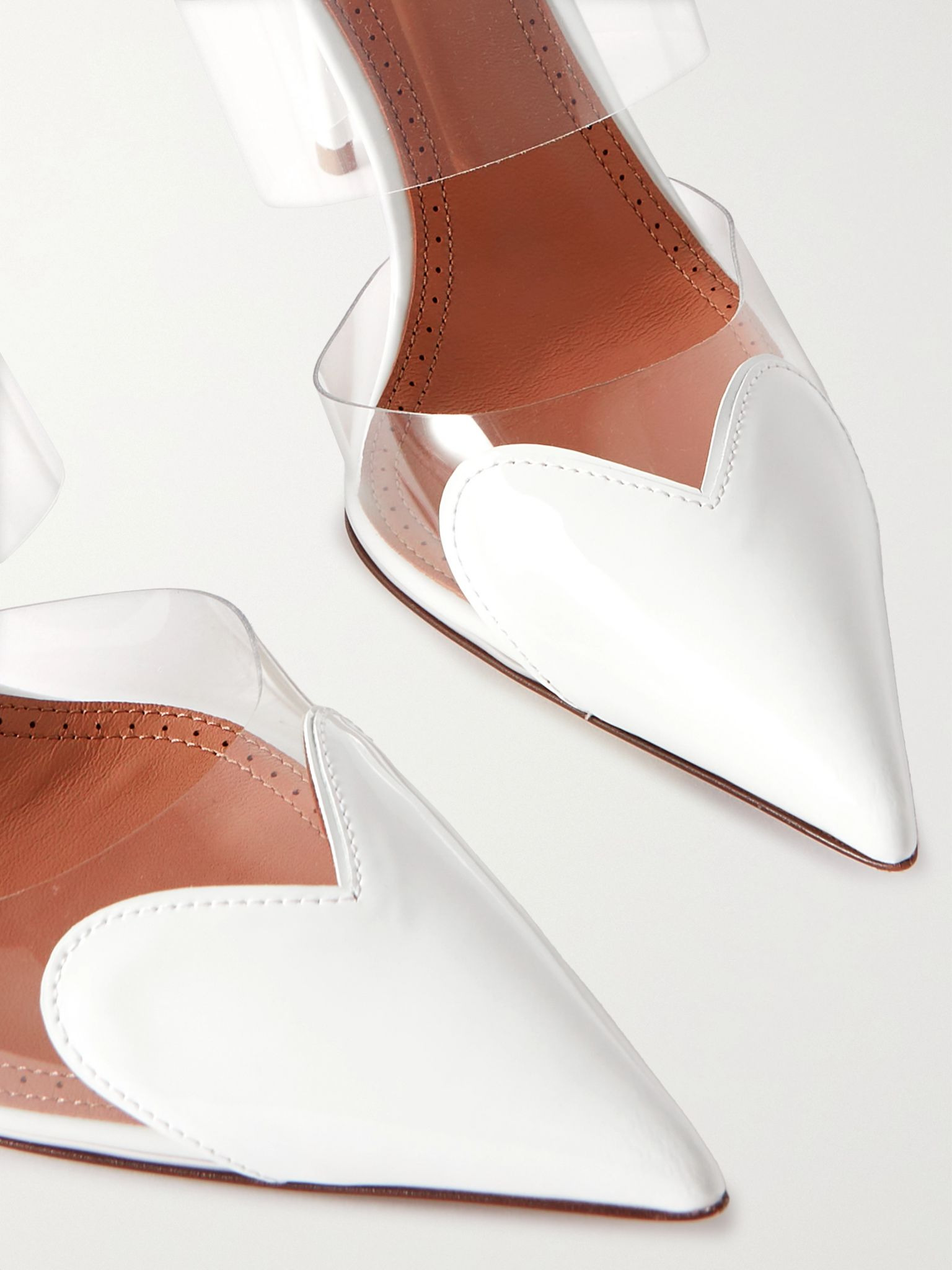 Le Cœur 90 PU and patent-leather point-toe mules White - 4