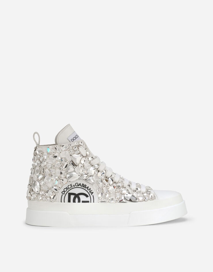 Calfskin nappa Portofino Light mid-top sneakers with all-over embroidery - 1