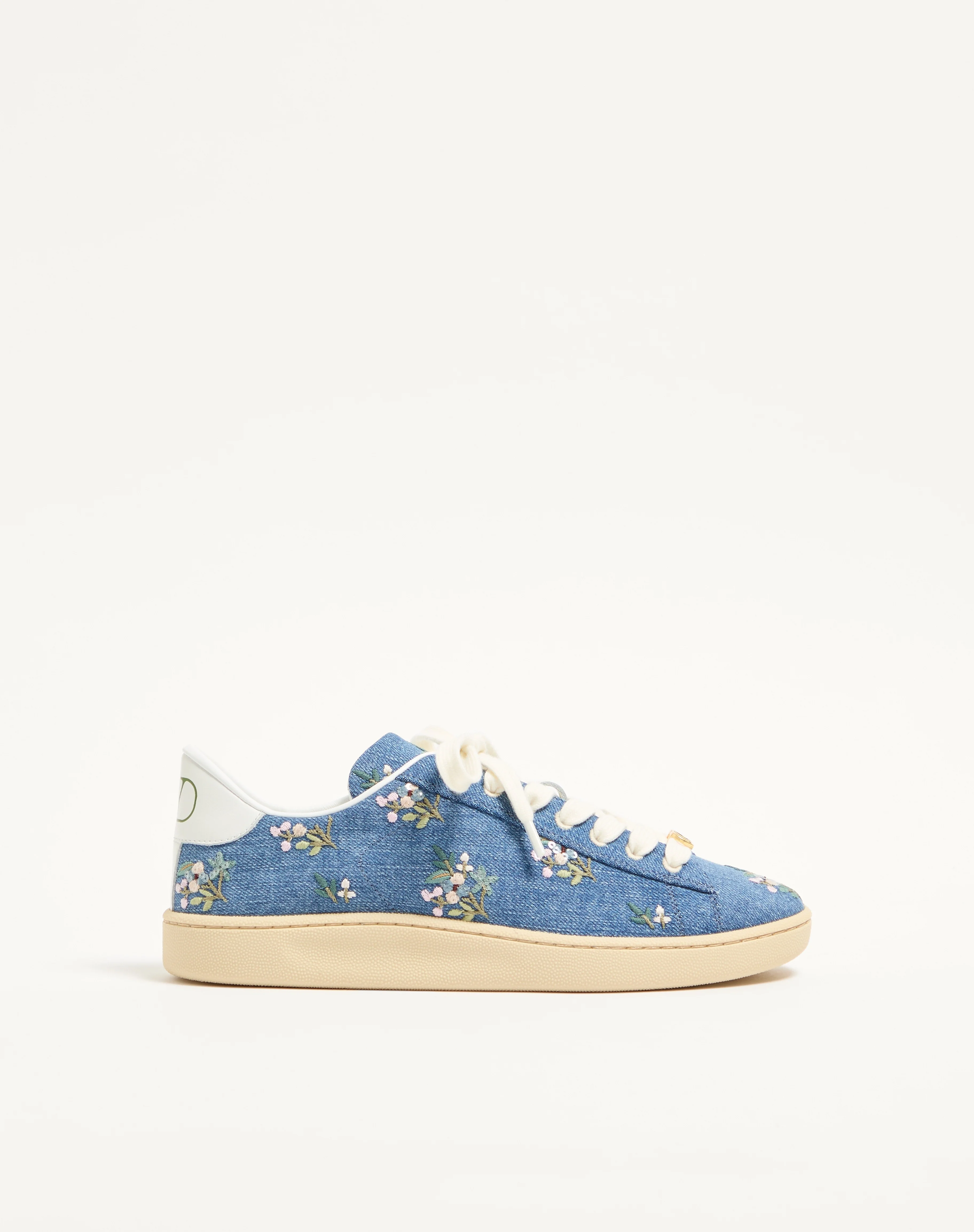 ROYCO DENIM TRAINER WITH FLORAL EMBROIDERY - 1