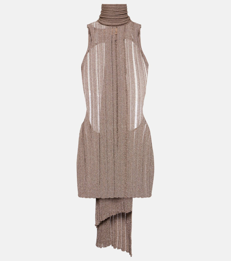 Ribbed-knit lamé minidress 1