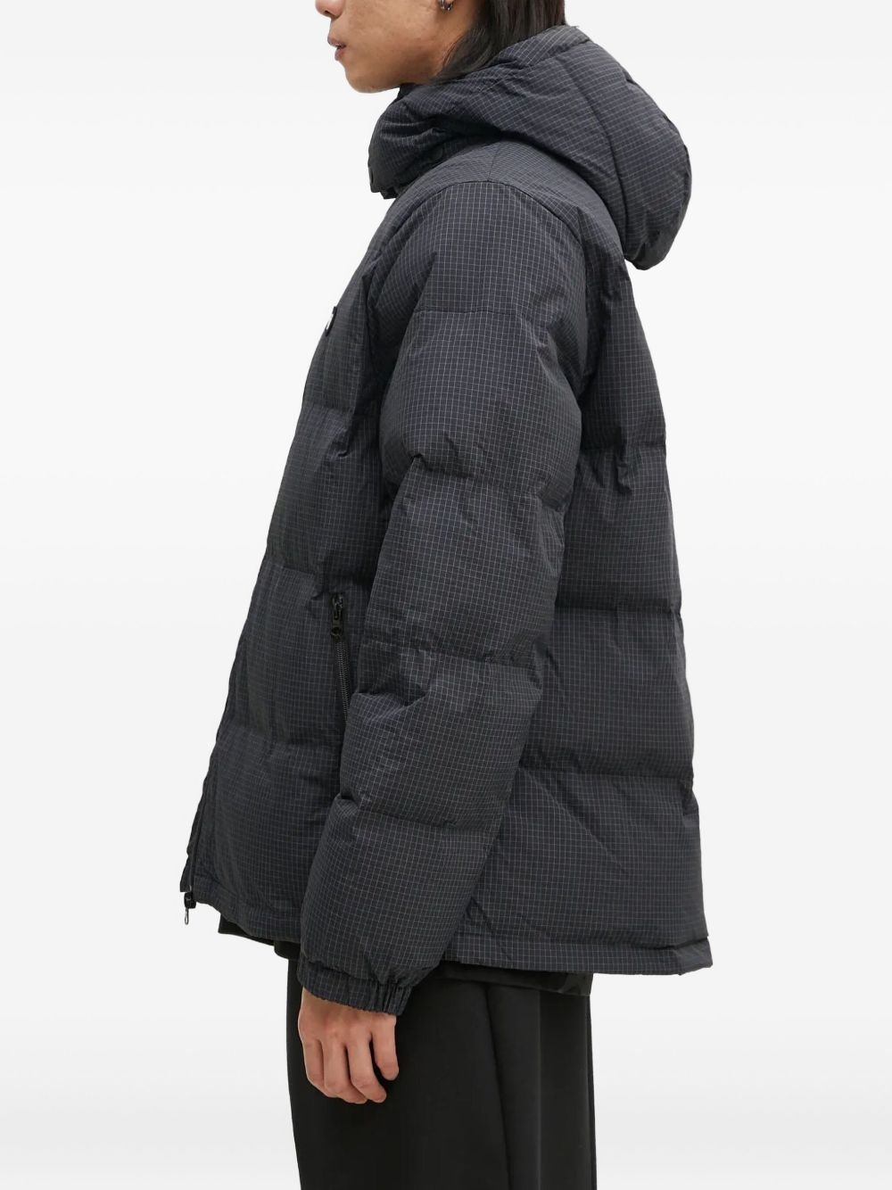 check-pattern hooded jacket - 3