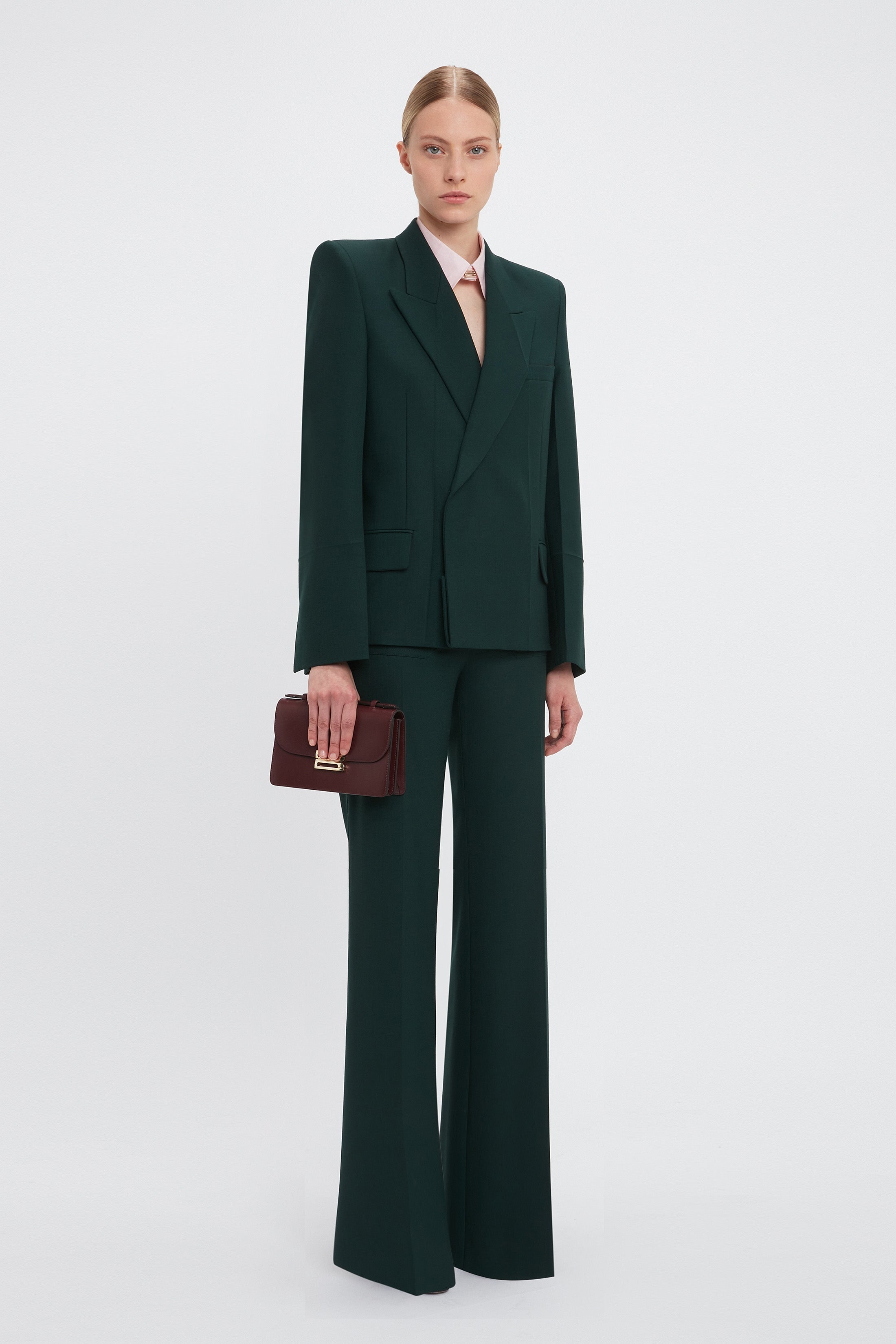 コート Victoria Beckham 'Pointed Shoulder' coat Fold Shoulder Detail Dress In Midnight | Designer Dresses