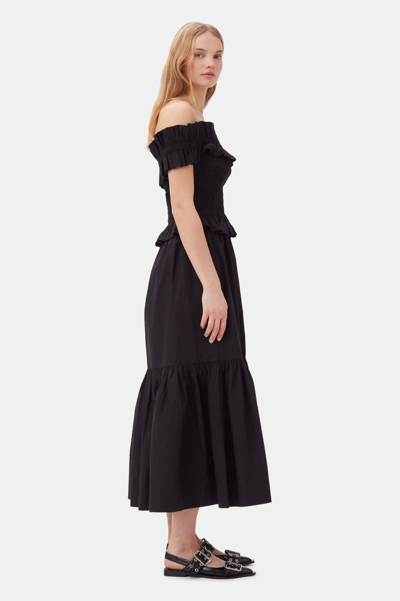 COTTON POPLIN OFF-SHOULDER SMOCK TOP - 4