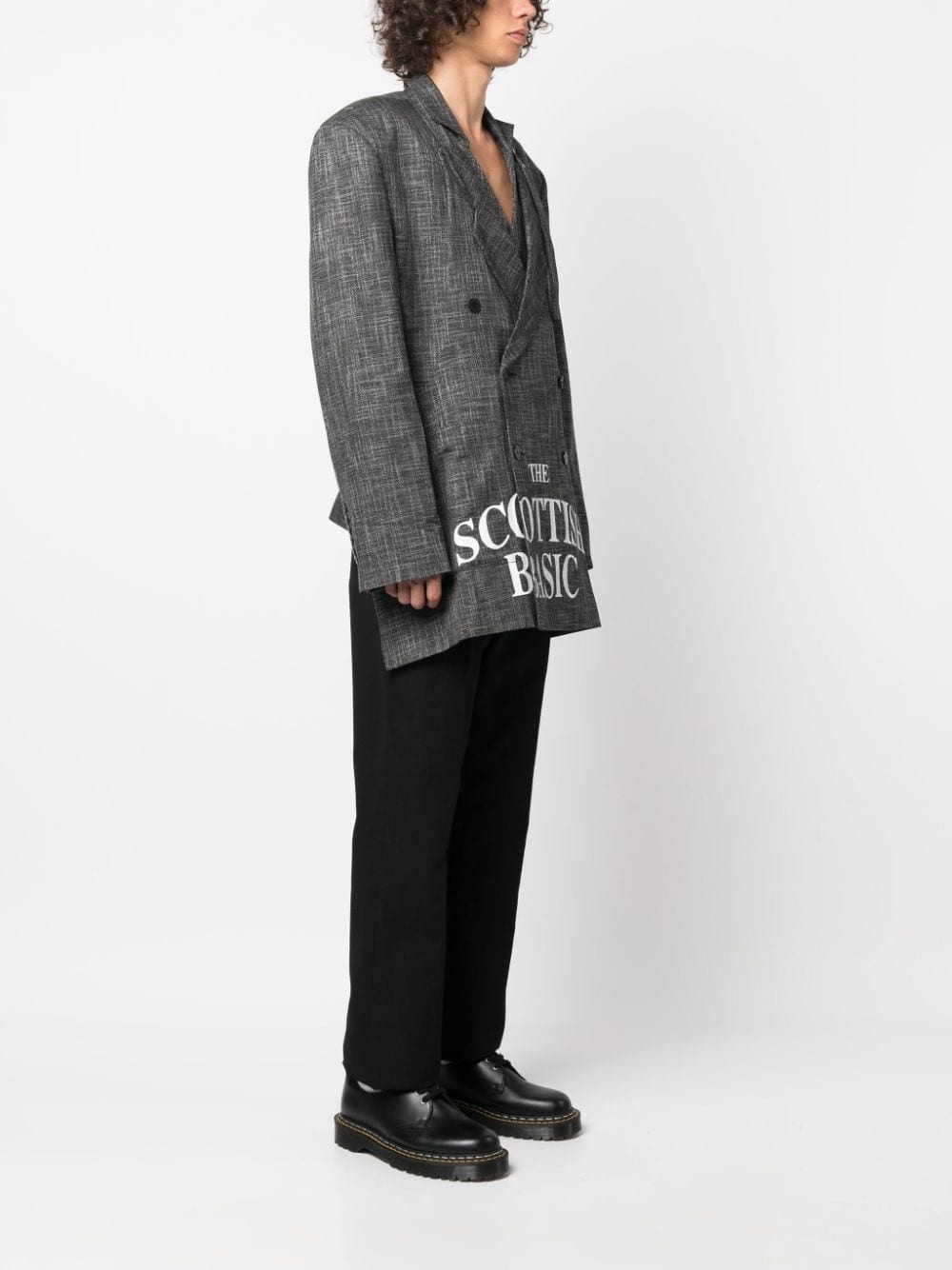 detachable-apron double-breasted blazer - 3