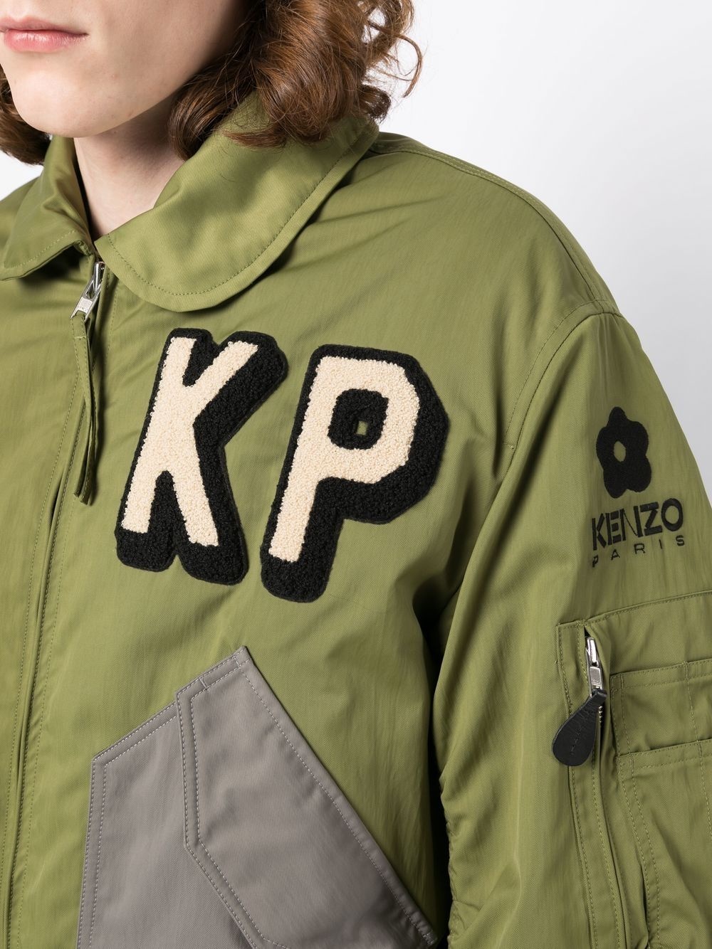 logo-embroidered bomber jacket - 6