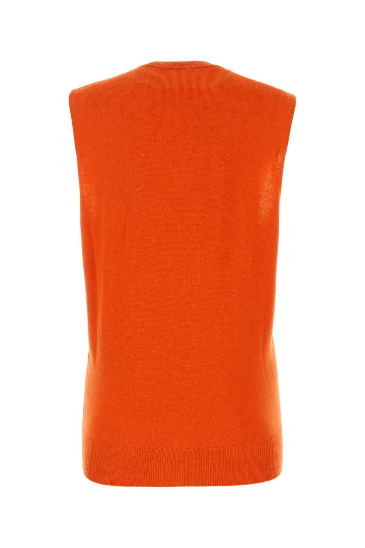 Jil Sander Women Orange Cashmere Vest - 2