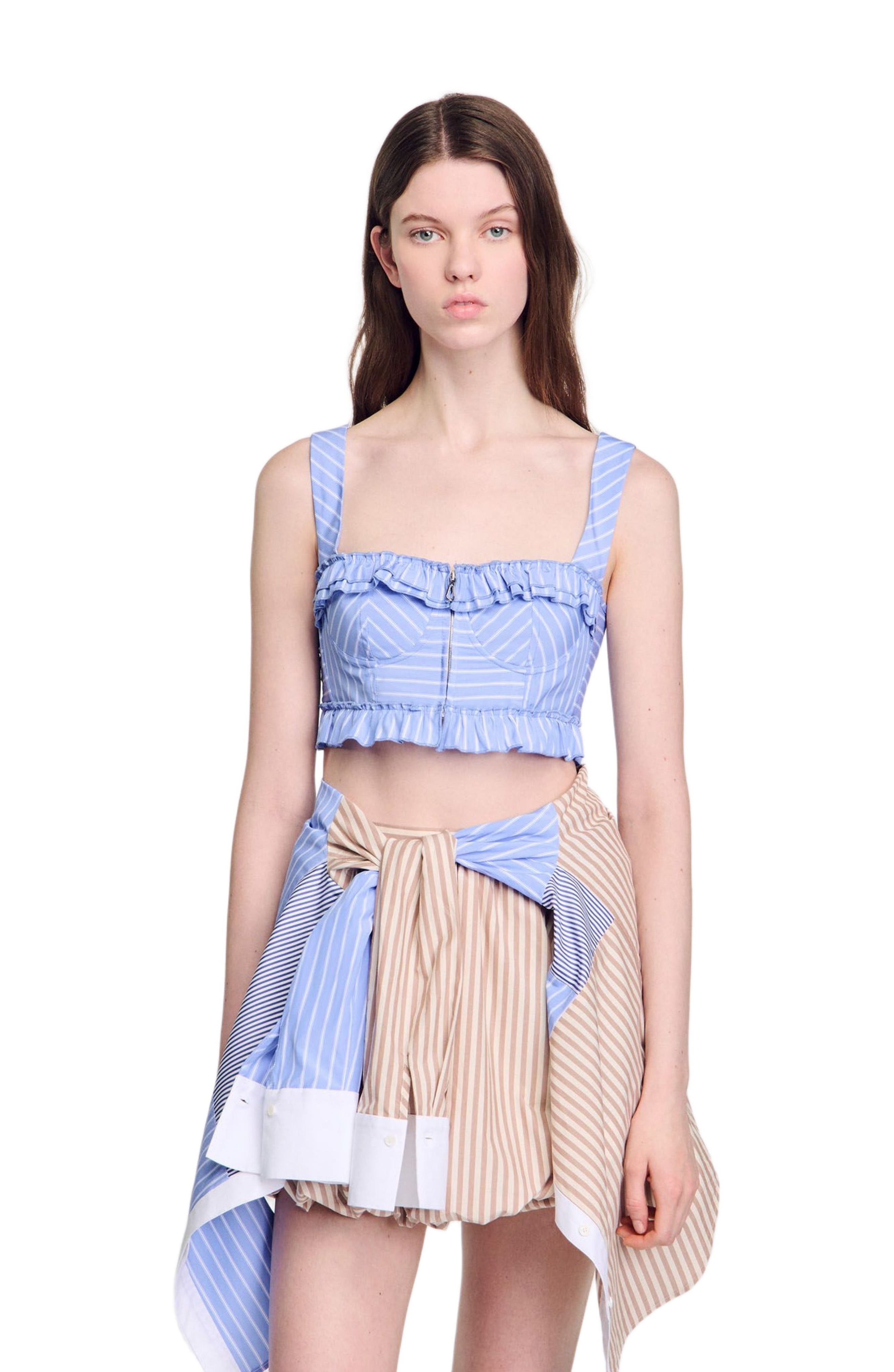 SANDRO Striped crop top in Blu /White at Nordstrom - 3
