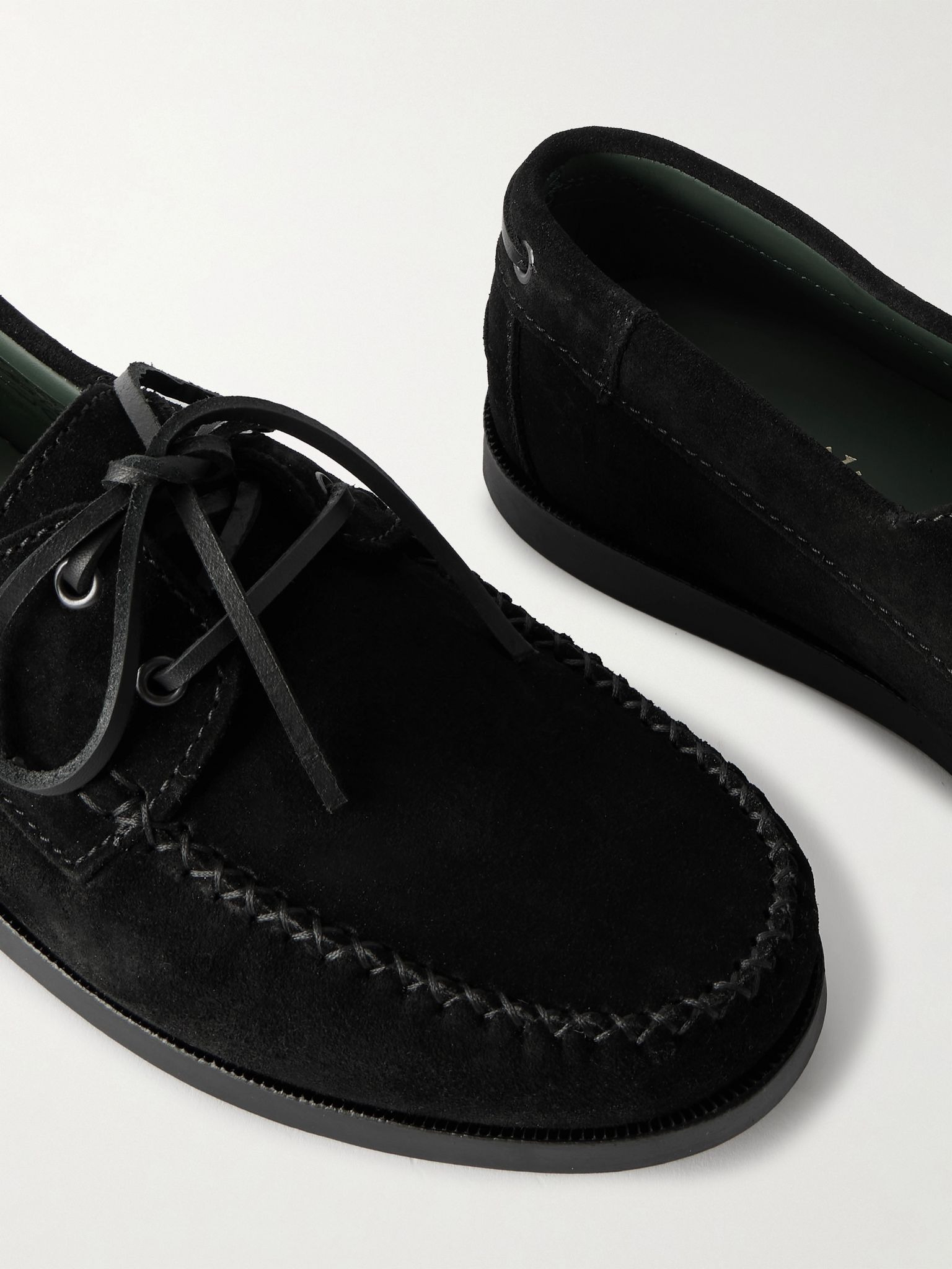 Suede Boat Shoes Black - 5