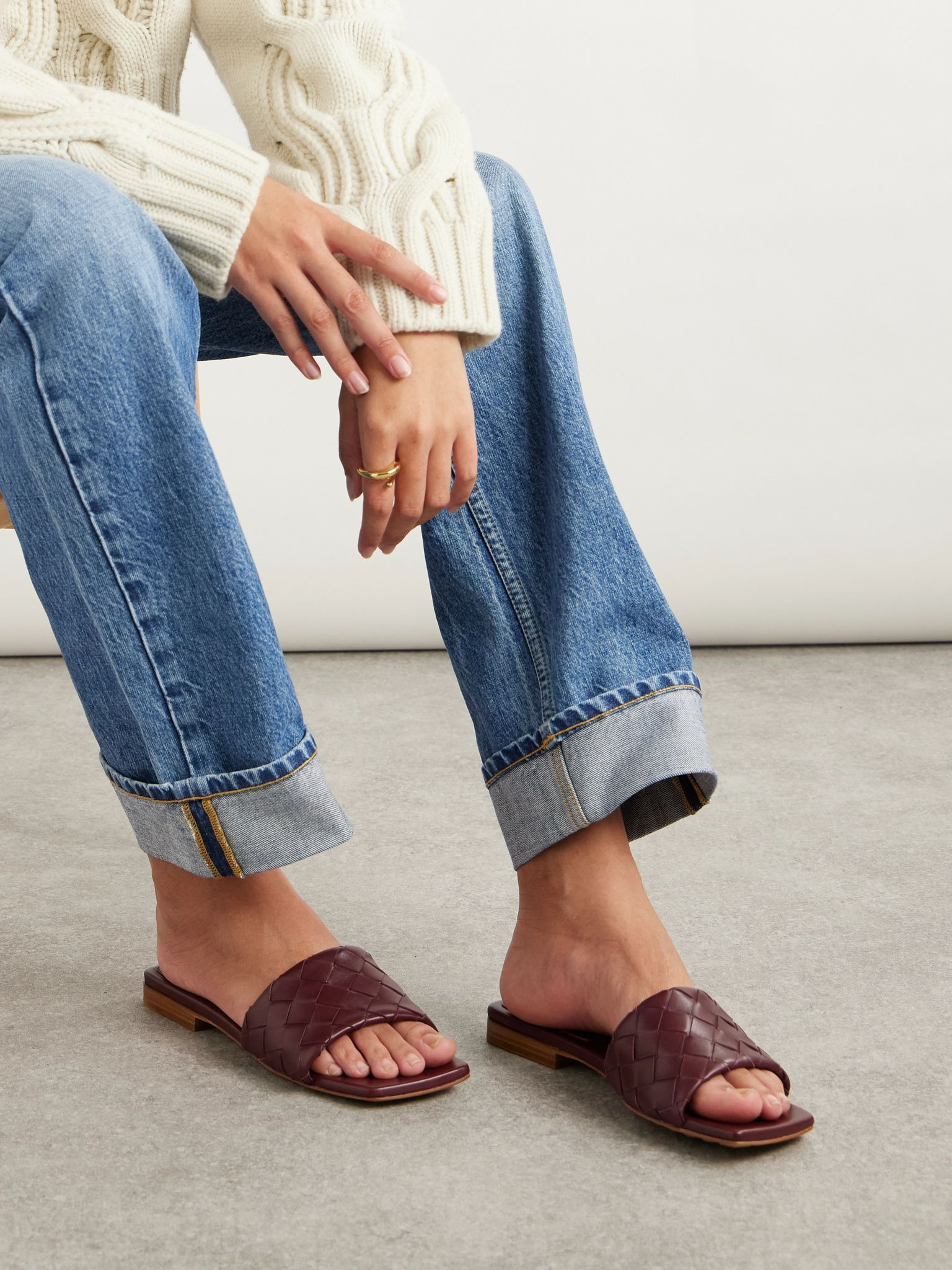 Parco intrecciato leather slides Red - 2