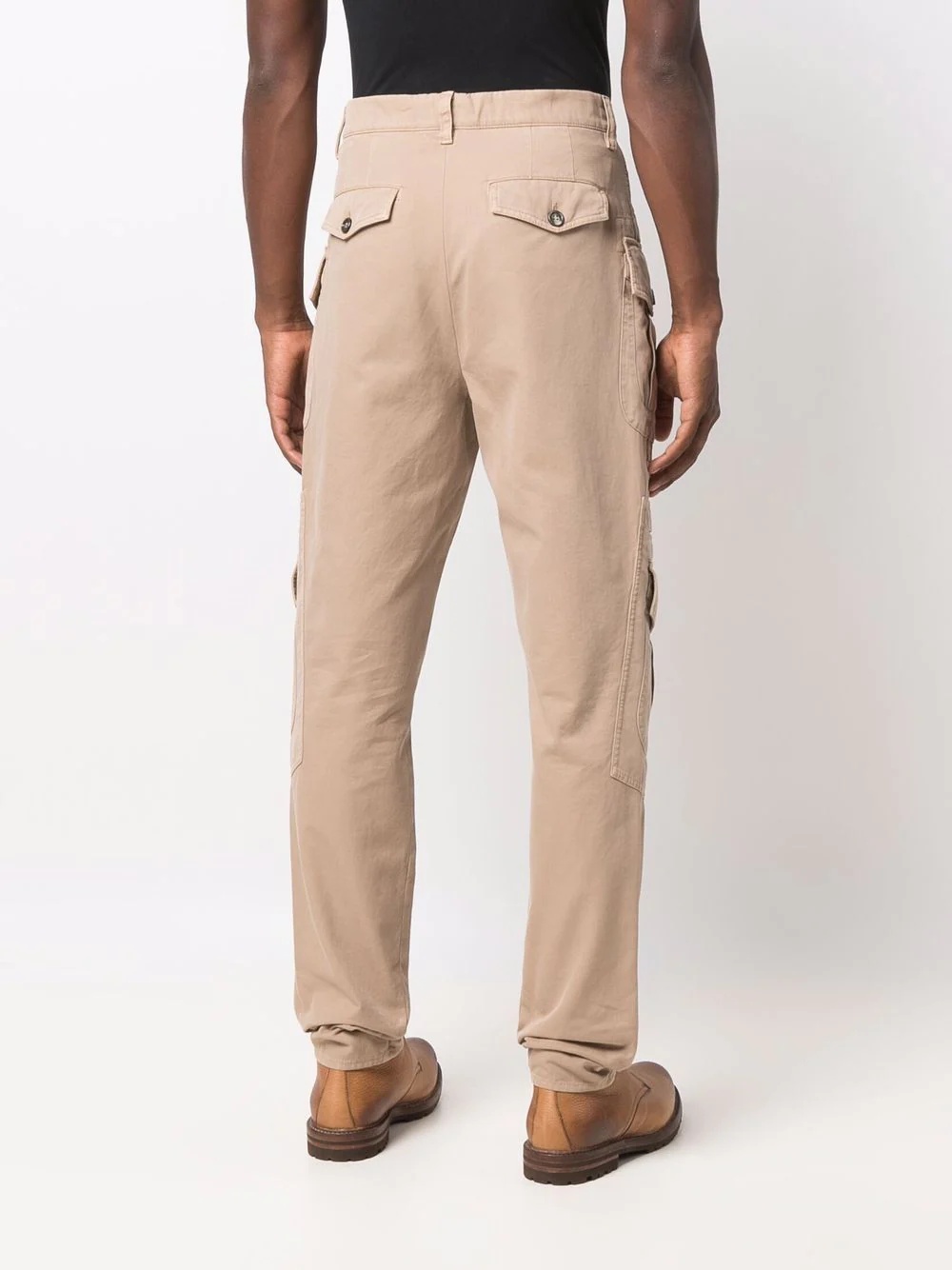 high-waisted cotton cargo trousers - 4