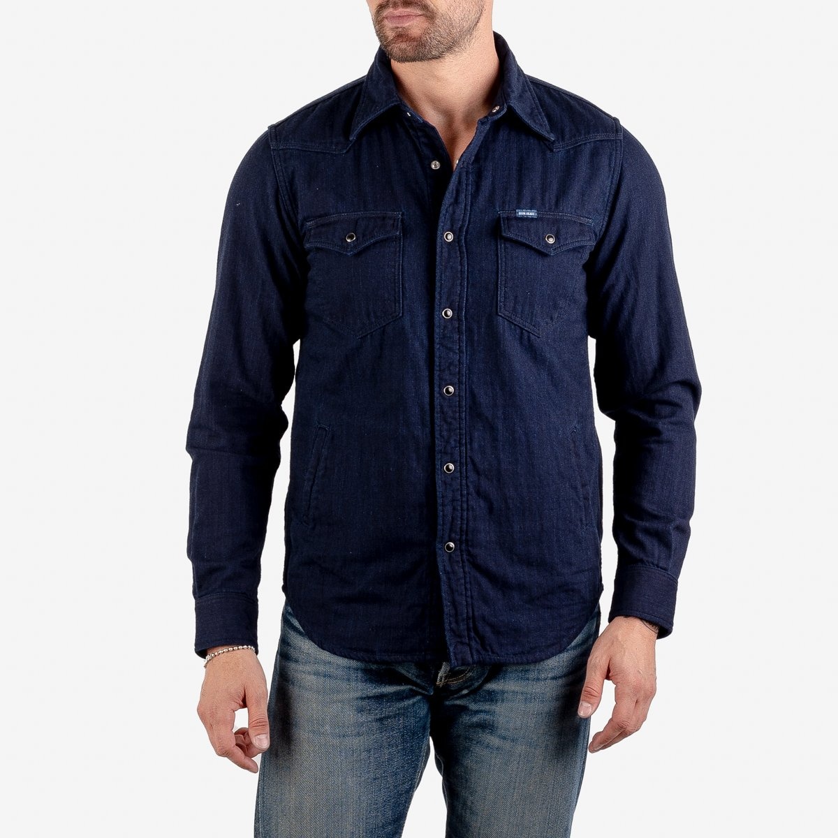 IHSH-347-IND 10oz Double Cloth Denim CPO Shirt - Indigo - 2